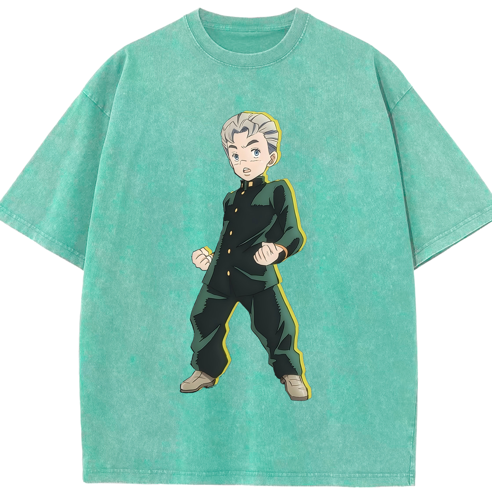 （画像用） ジョジョの奇妙な冒険 広瀨康一 JoJo's Bizarre Adventure Hirose Koichi 綿100% ヴィンテージ風 半袖Tシャツ（フロントプリント）